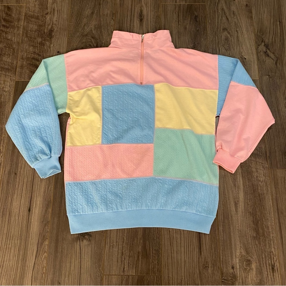 Vintage Pullover color block pastel 3D Cable knit Northern Spirit Petites kawaii - Picture 5 of 10